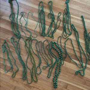 30 Green Beaded Mardi Gras Necklaces